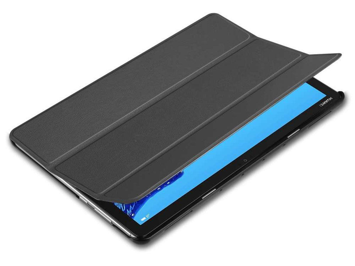 Smart Tri-Fold Bookcase Zwart - Huawei Mediapad M5 Lite Hoesje