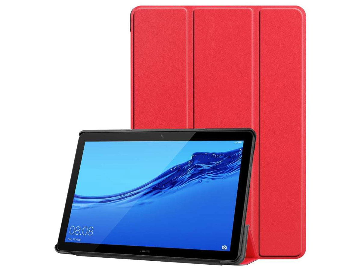Smart Tri-Fold Bookcase Rood - Huawei Mediapad T5 10.1 Hoesje