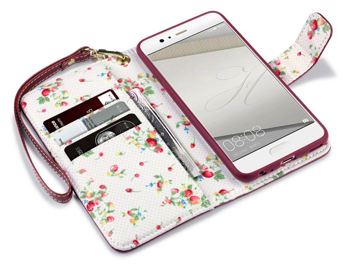 CaseBoutique Flower Bookcase - Huawei P10 hoesje