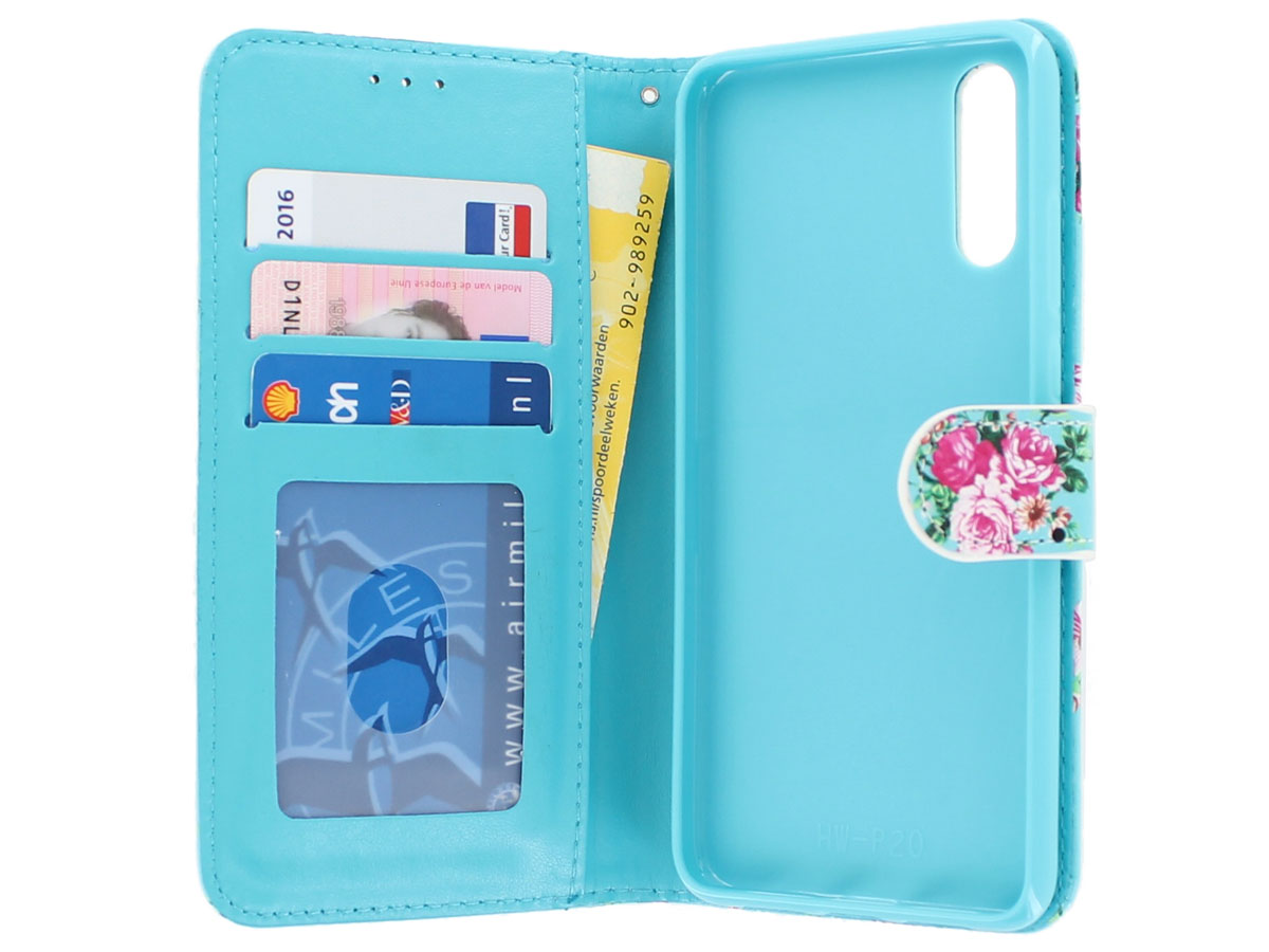 Huawei P20 Hoesje Bookcase met Bloemenprint Kopen?