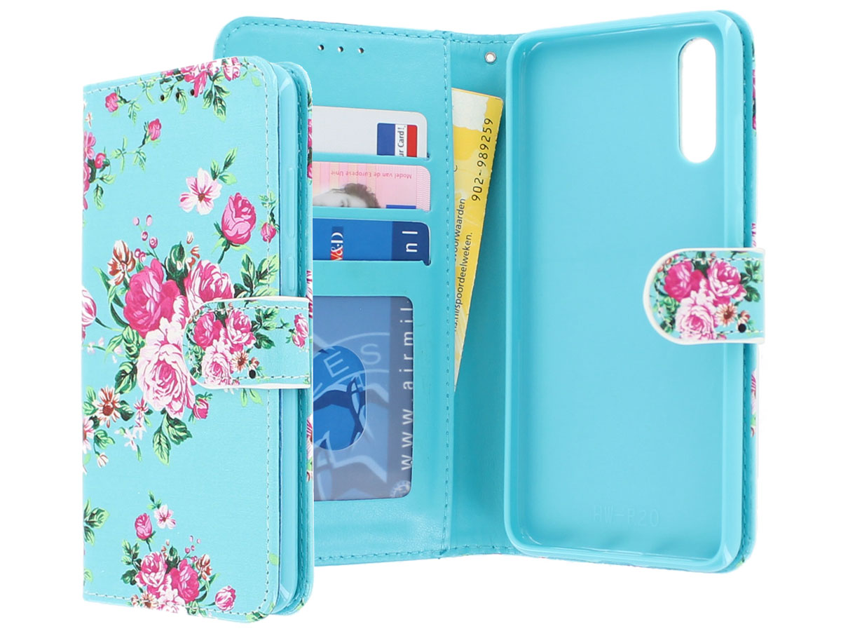 Huawei P20 Hoesje Bookcase met Bloemenprint Kopen?