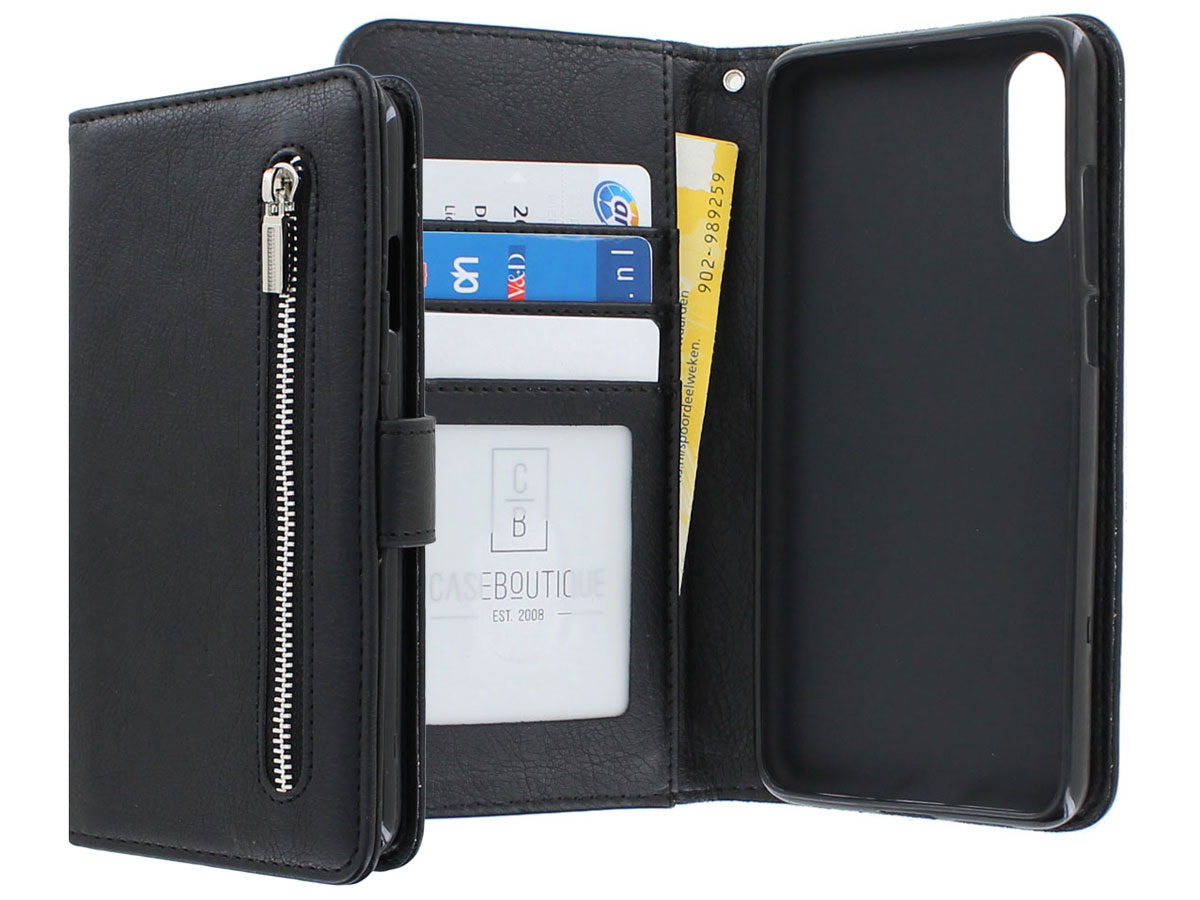 Zipper Wallet Case Zwart - Huawei P20 hoesje