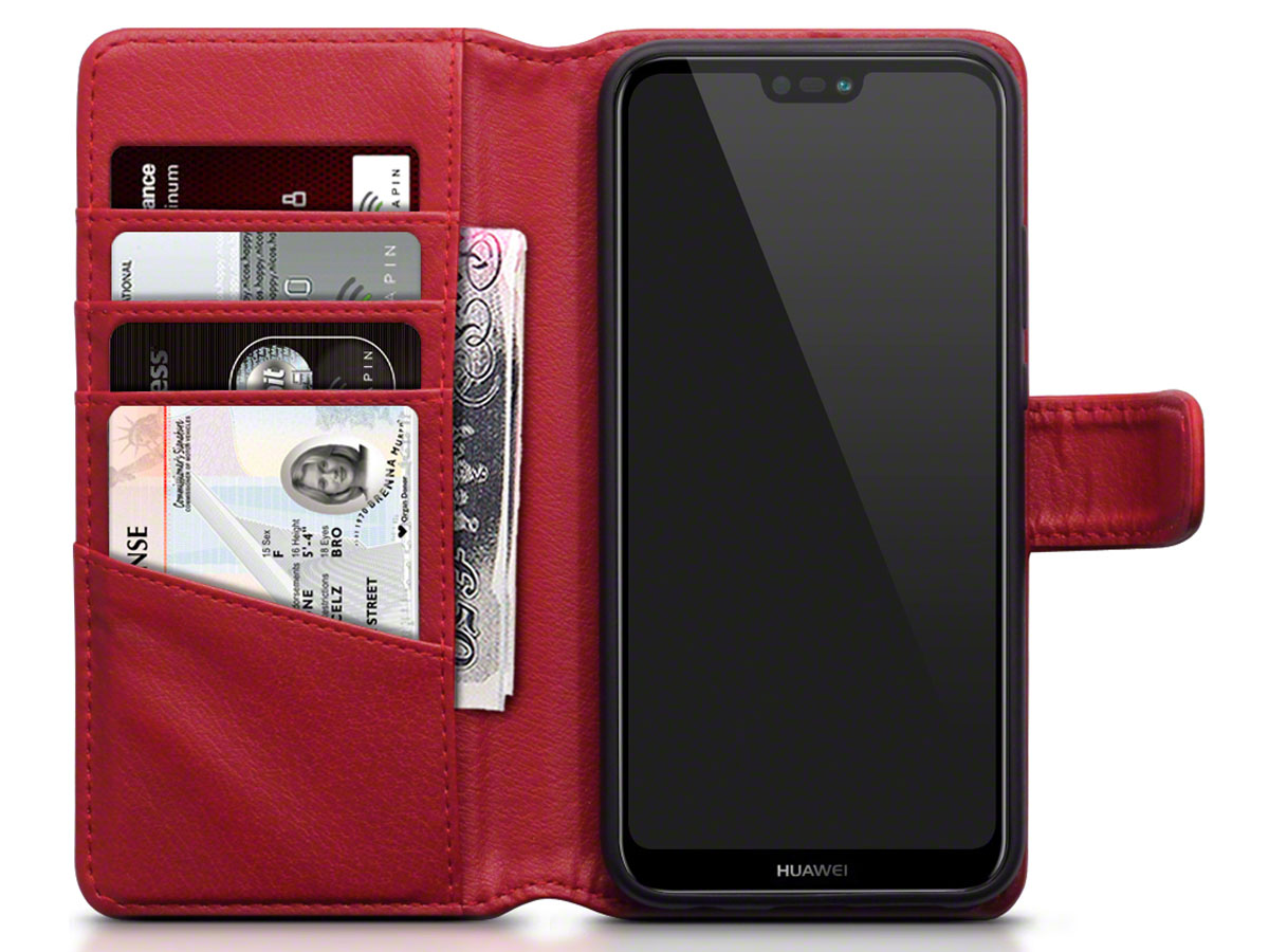 CaseBoutique Case Rood Leer - Huawei P20 Lite Hoesje