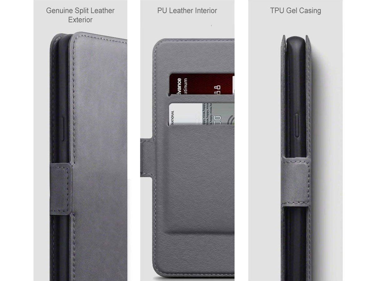 CaseBoutique Leather Case Grijs Leer - Huawei P30 hoesje