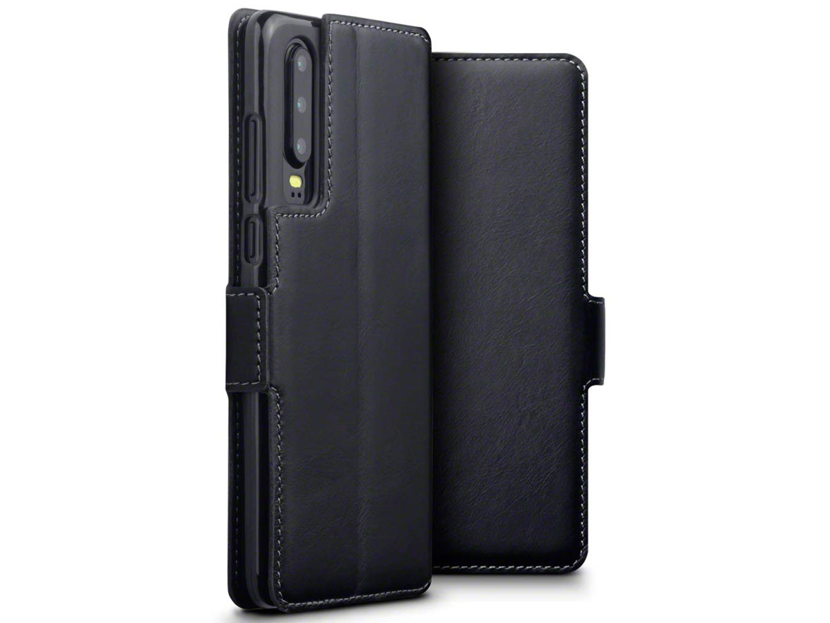 CaseBoutique Leather Case Zwart Leer - Huawei P30 hoesje
