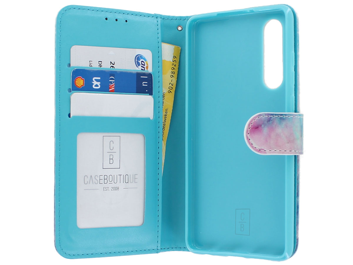 Bookcase Mapje Marmer Pastel - Huawei P30 hoesje