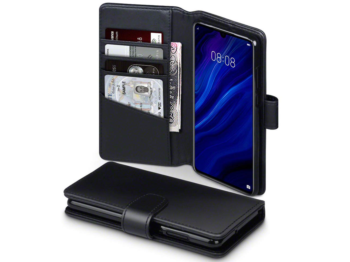 CaseBoutique Wallet Case Zwart Leer - Huawei P30 hoesje