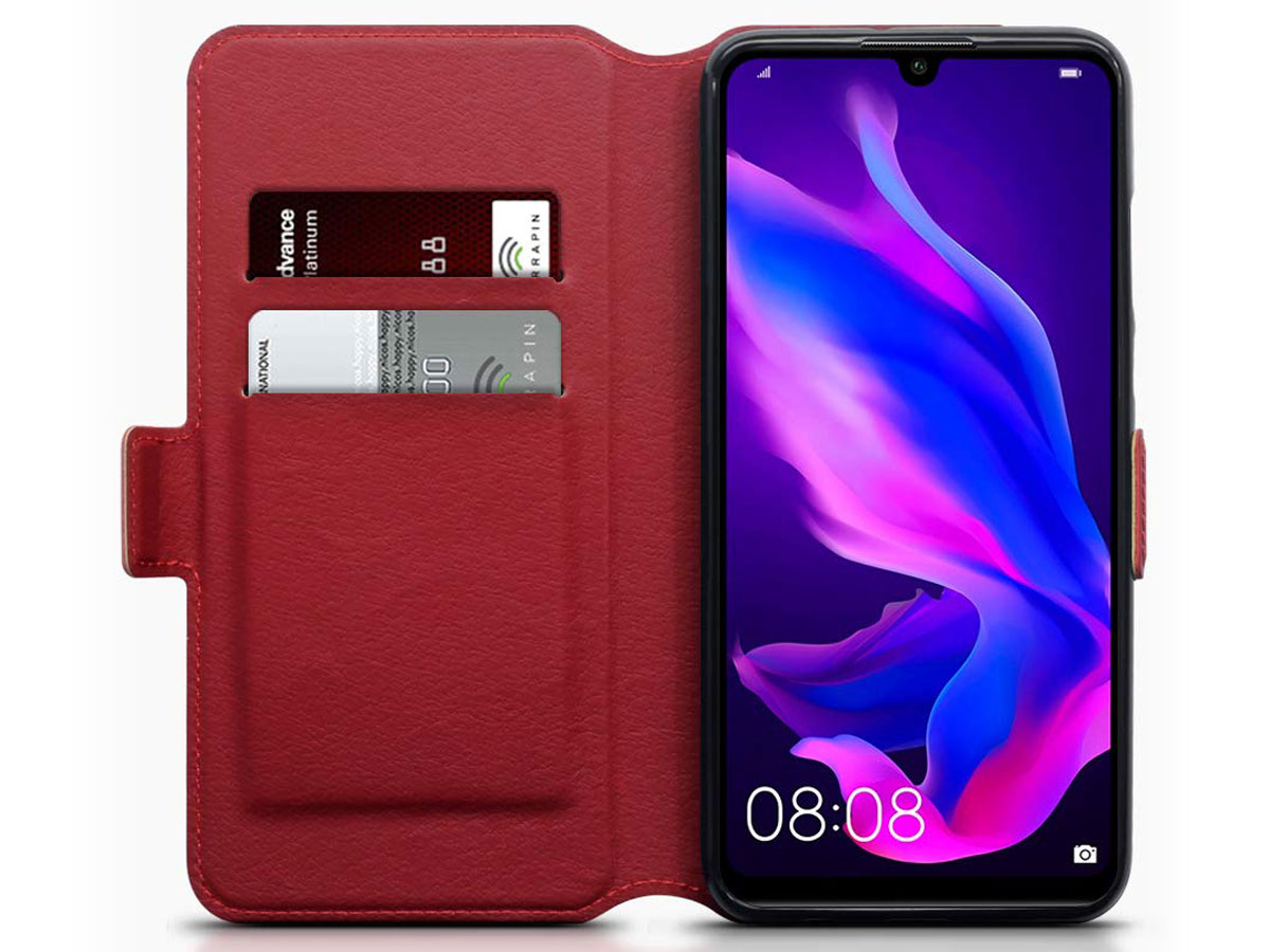 CaseBoutique Slim Book Case Rood Leer - Huawei P30 Lite hoesje