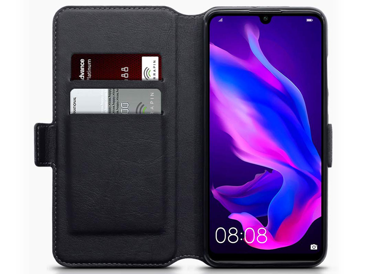 CaseBoutique Slim Book Case Zwart Leer - Huawei P30 Lite hoesje