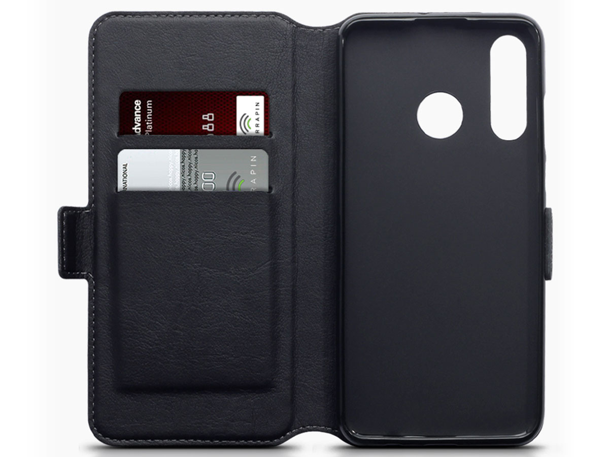 CaseBoutique Slim Book Case Zwart Leer - Huawei P30 Lite hoesje