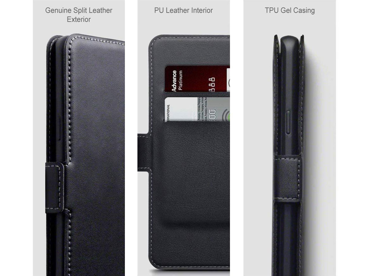 CaseBoutique Slim Book Case Zwart Leer - Huawei P30 Lite hoesje