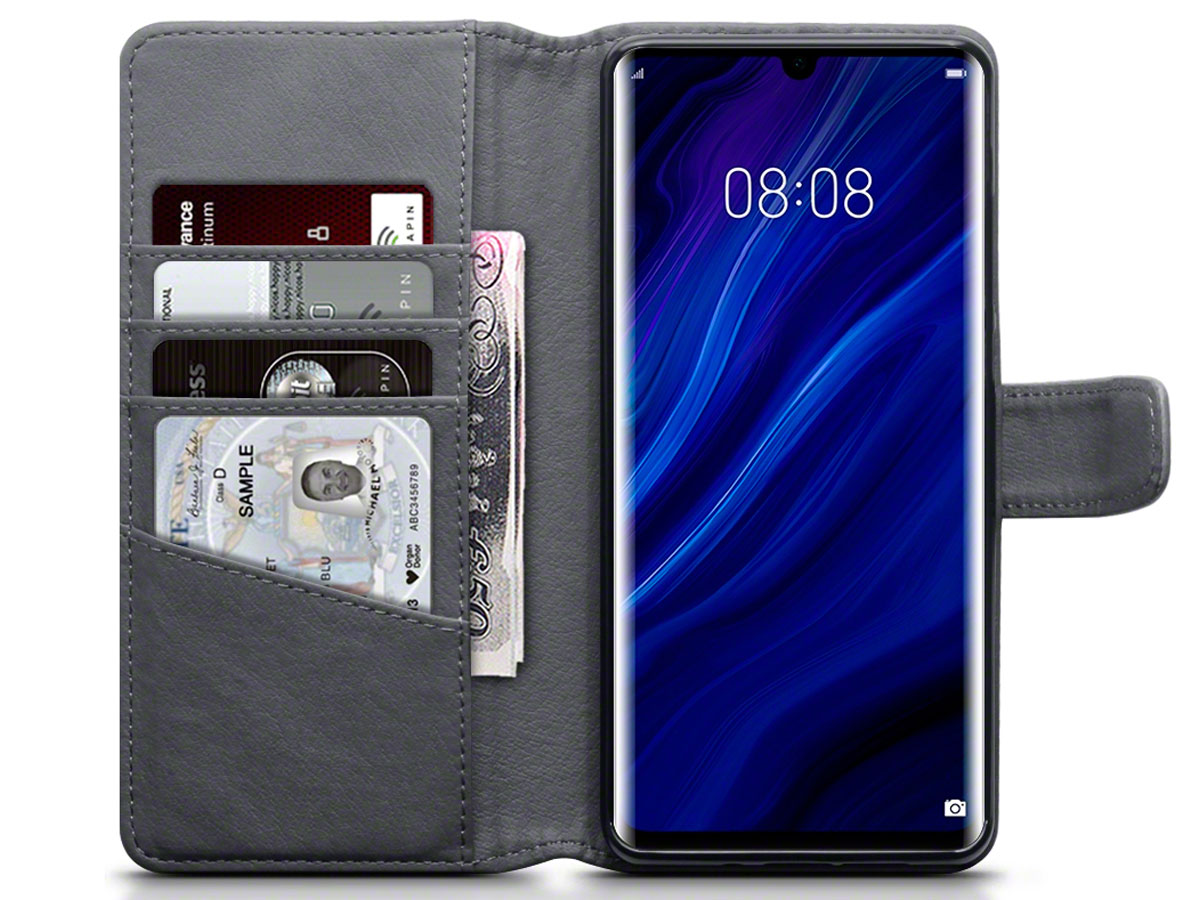 CaseBoutique Leather Wallet Grijs Leer - Huawei P30 Pro hoesje