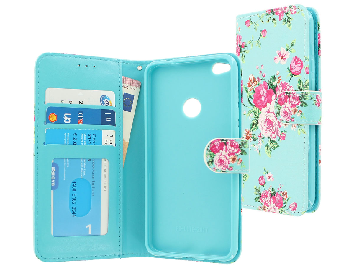 teugels naaien pleegouders Huawei P8 Lite 2017 hoesje | Flower Bookcase Flipcase