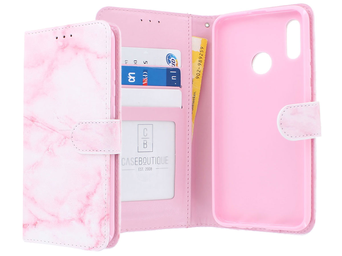Marmer Roze Book Case - Huawei P Smart 2019 hoesje