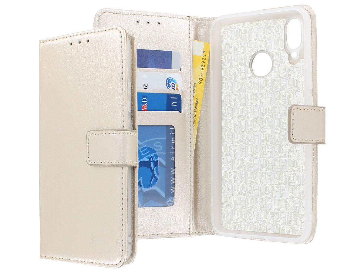 Bookcase Wallet Goud - Huawei P Smart+ hoesje