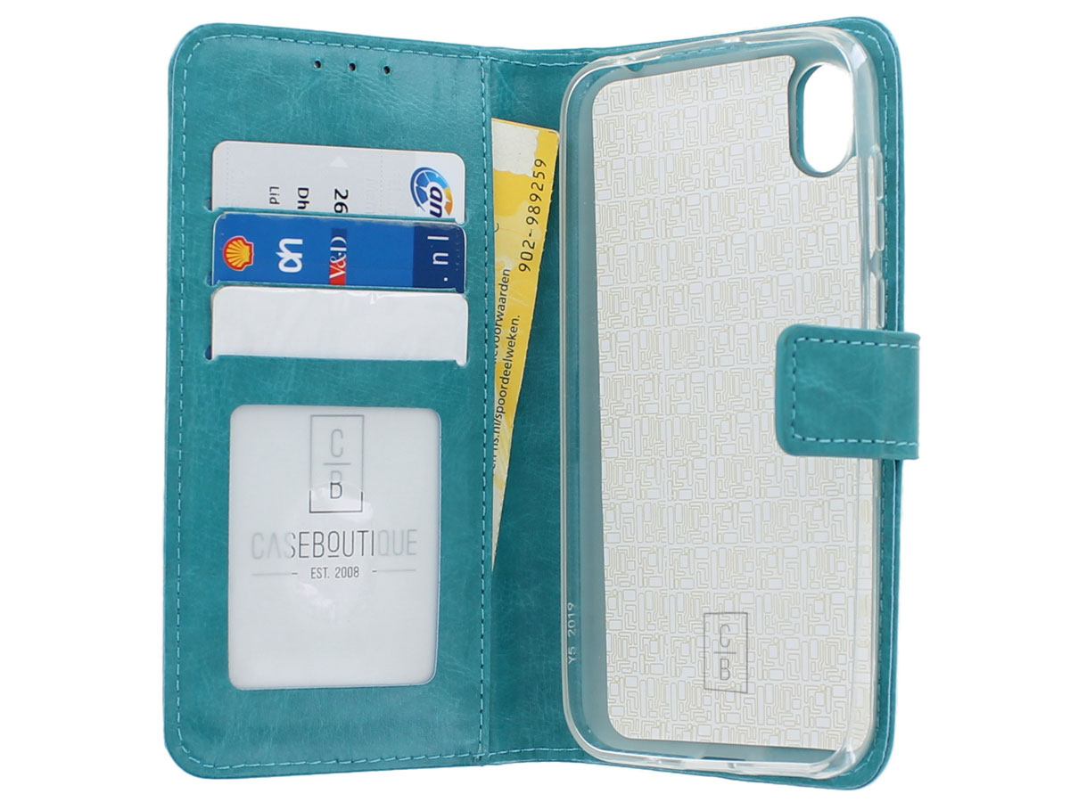 Book Case Wallet Mapje Turquoise - Huawei Y5 2019 hoesje