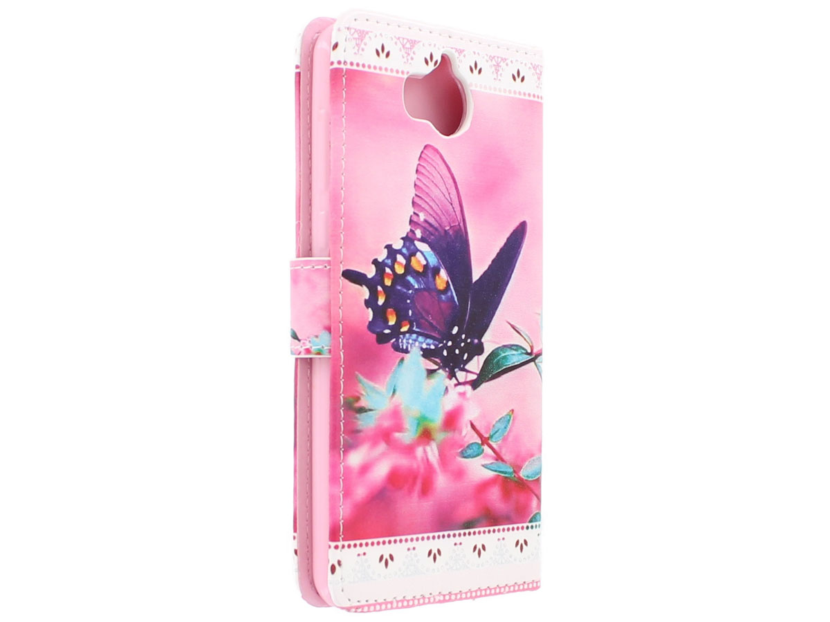 Butterfly Bookcase - Huawei Y6 2017 hoesje