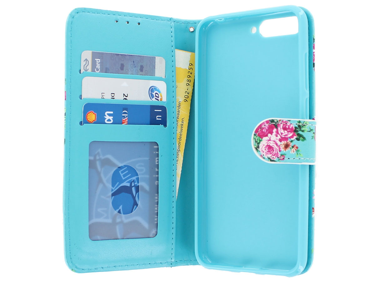 Flower Bookcase Wallet - Huawei Y6 2018 hoesje