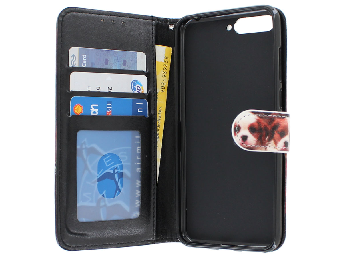 Puppy Dog Bookcase Wallet - Huawei Y6 2018 hoesje