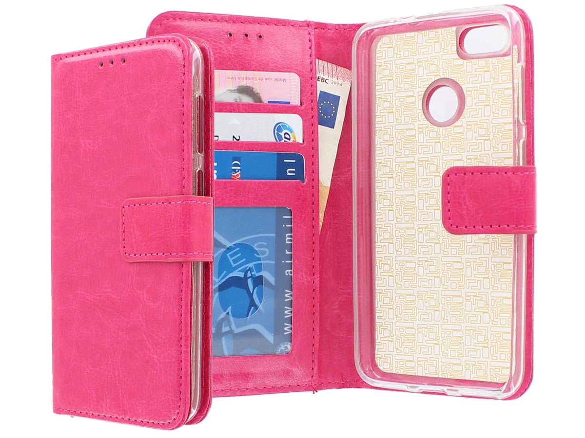 Bookcase Wallet Roze - Huawei Y6 Pro 2017 hoesje