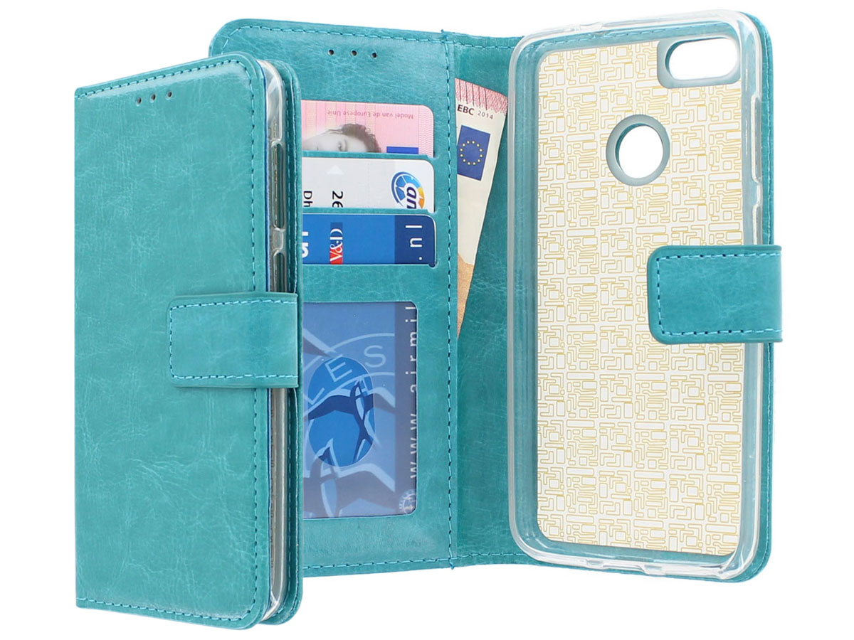 Bookcase Wallet Turquoise - Huawei Y6 Pro 2017 hoesje