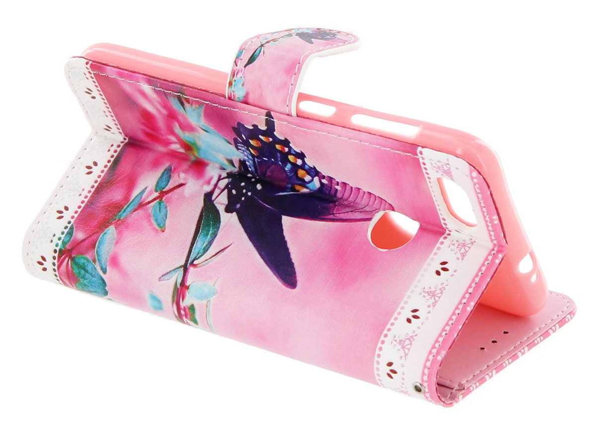 Butterfly Bookcase Wallet - Huawei Y6 Pro 2017 hoesje
