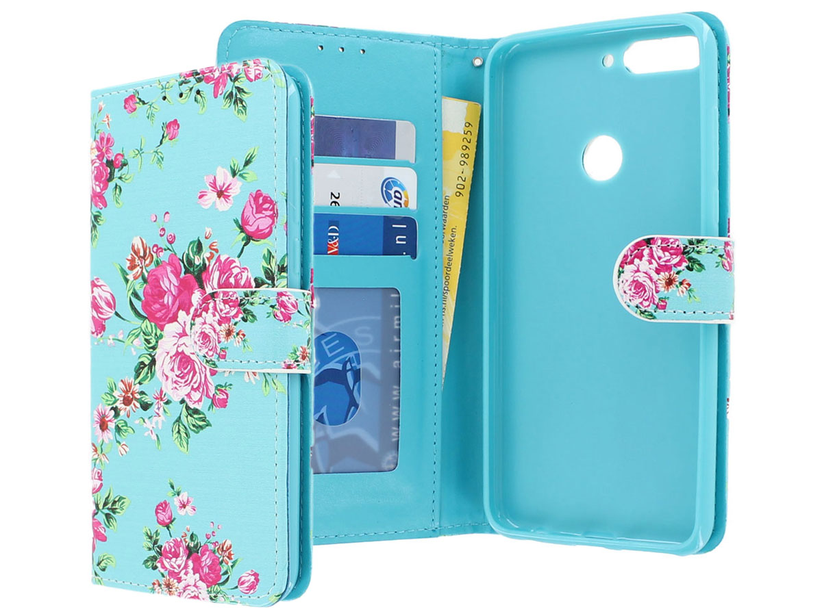 Huawei Y7 2018 Hoesje Bookcase met Bloemenprint kopen?