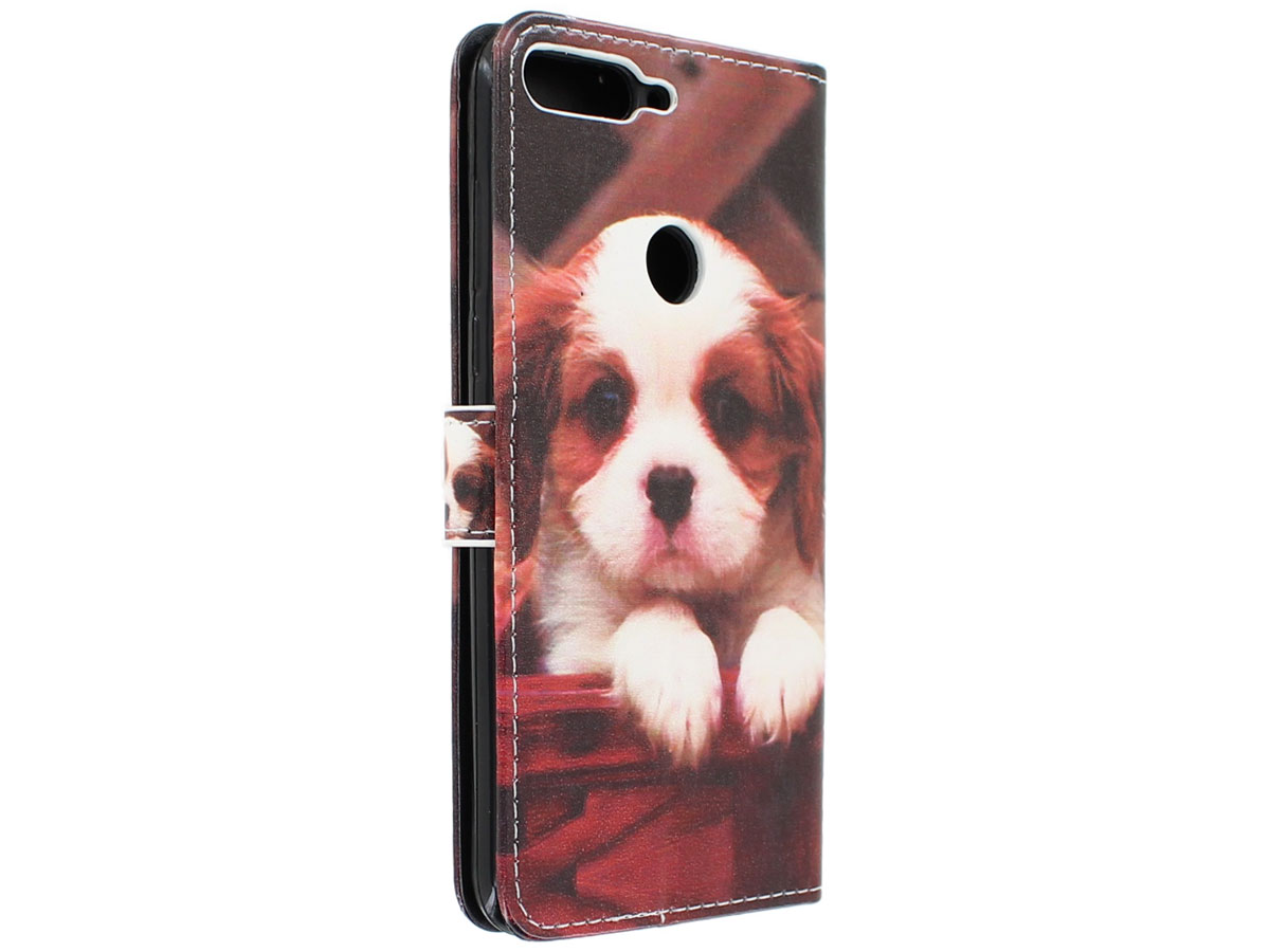 Puppy Dog Bookcase Wallet - Huawei Y7 2018 hoesje