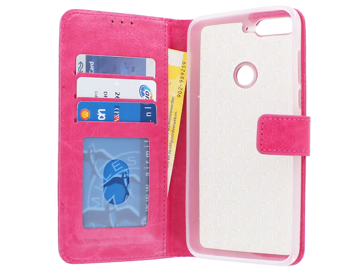 Bookcase Wallet Roze - Huawei Y7 2018 hoesje