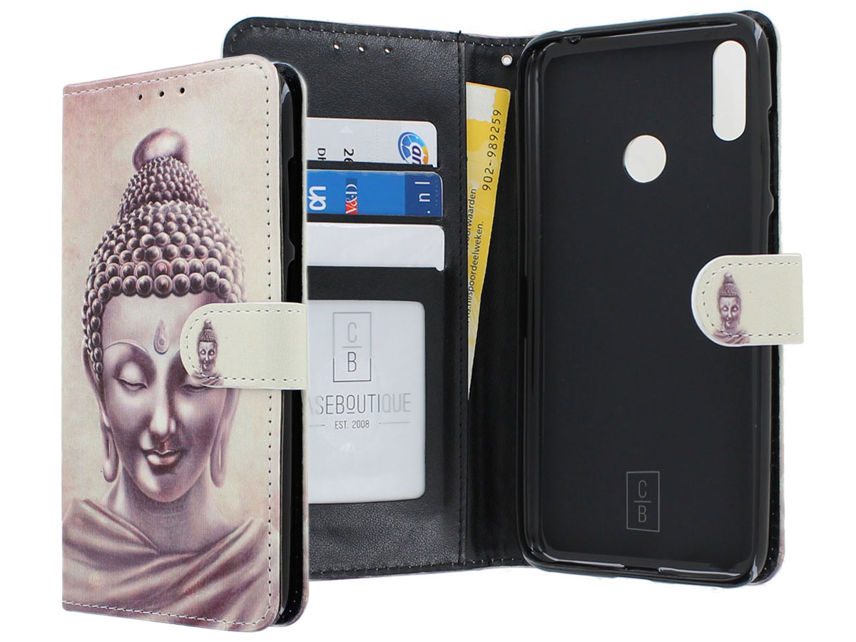 Book Case Mapje Boeddha - Huawei Y7 2019 hoesje