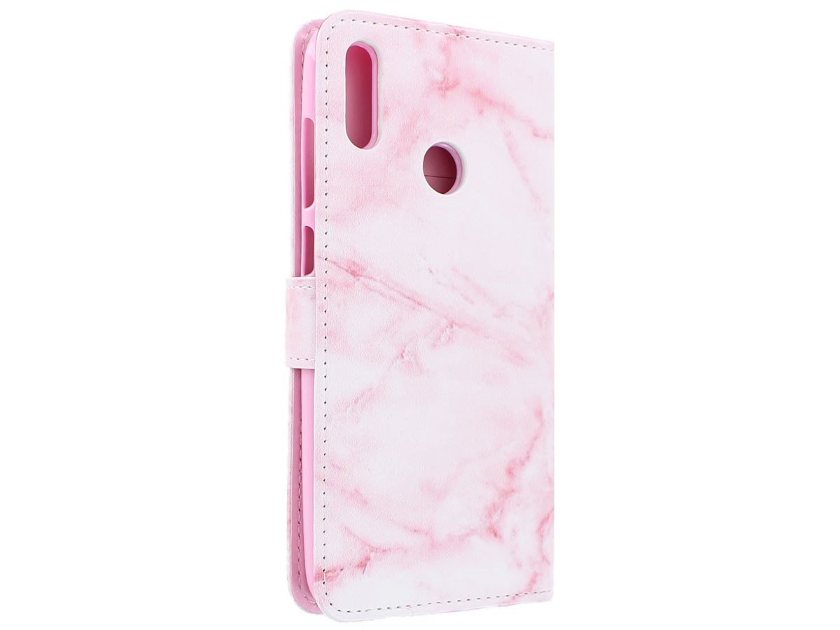 Book Case Mapje Pink Marble - Huawei Y7 2019 hoesje