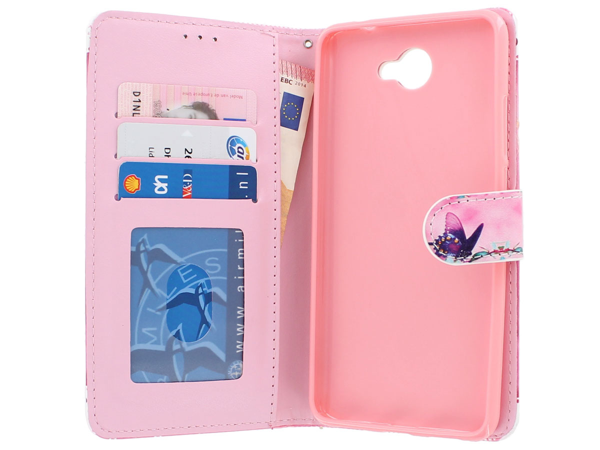 Butterfly Bookcase - Huawei Y7 hoesje