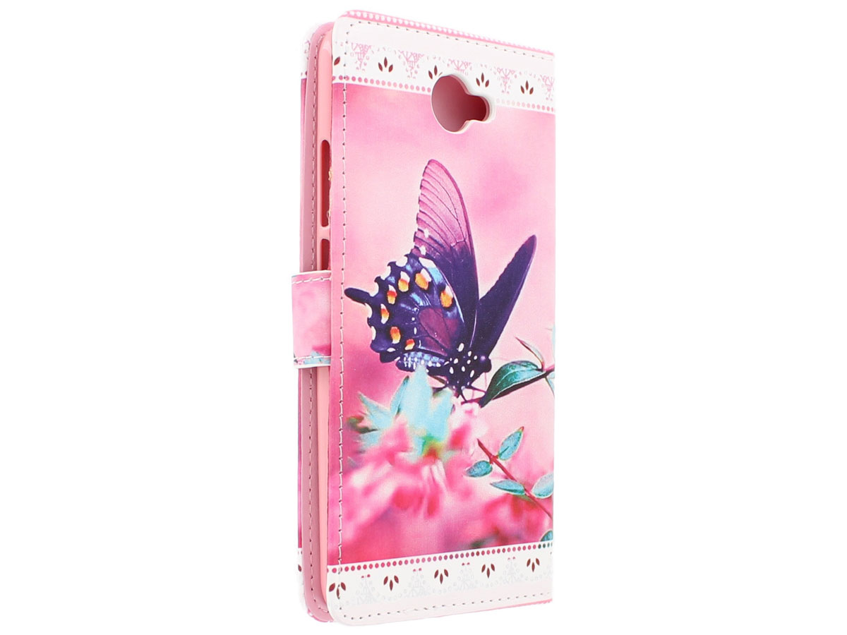 Butterfly Bookcase - Huawei Y7 hoesje