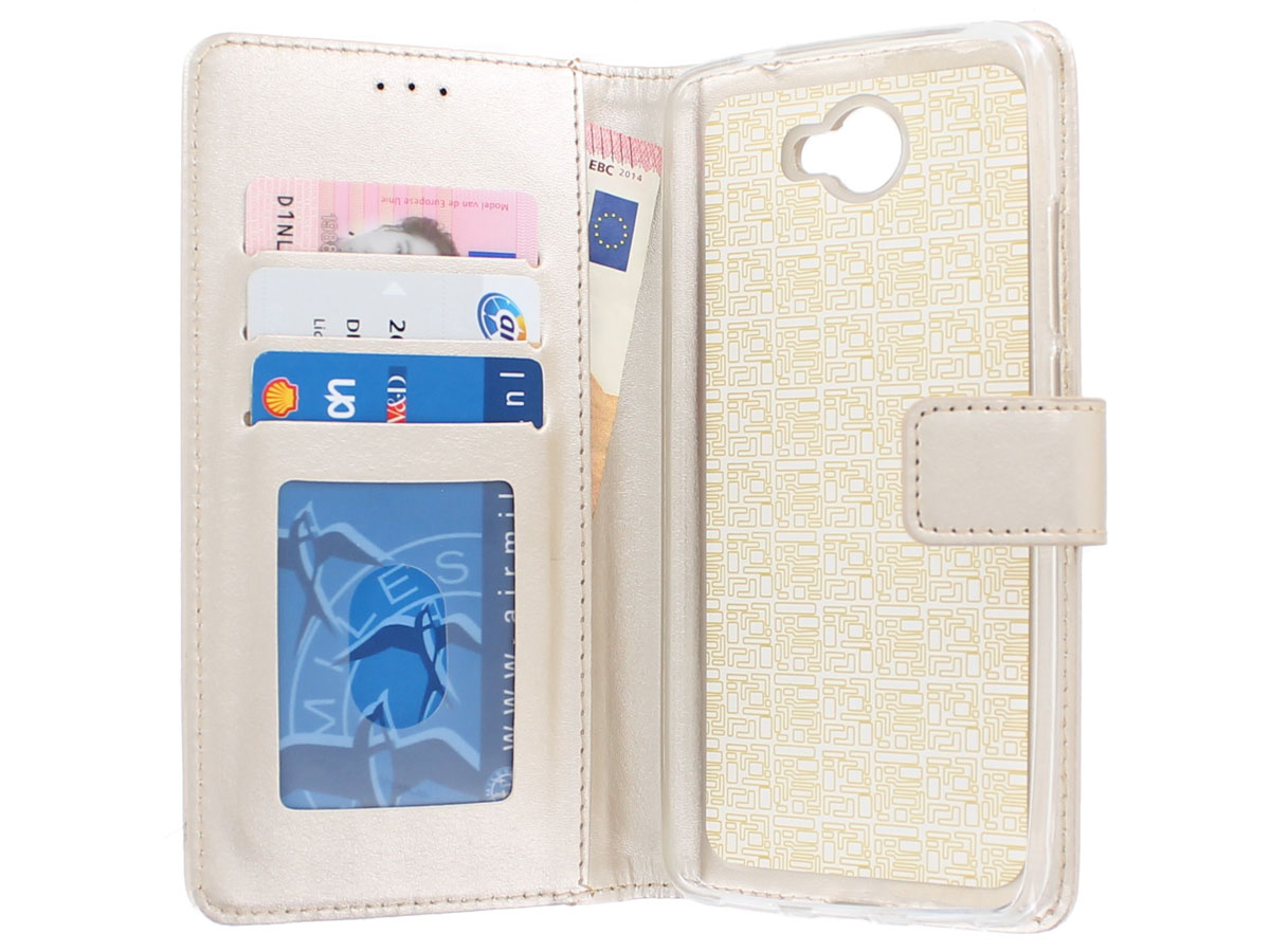 Boekmodel Wallet Bookcase Goud - Huawei Y7 hoesje