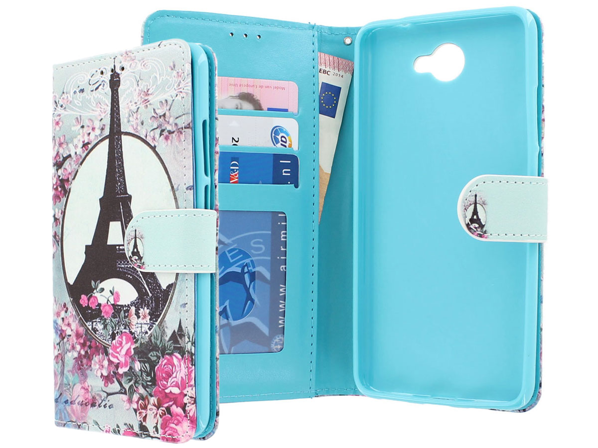 Retro Paris Bookcase - Huawei Y7 hoesje