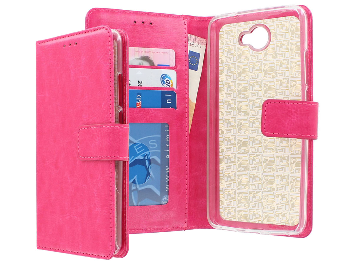 Boekmodel Wallet Bookcase Roze - Huawei Y7 hoesje