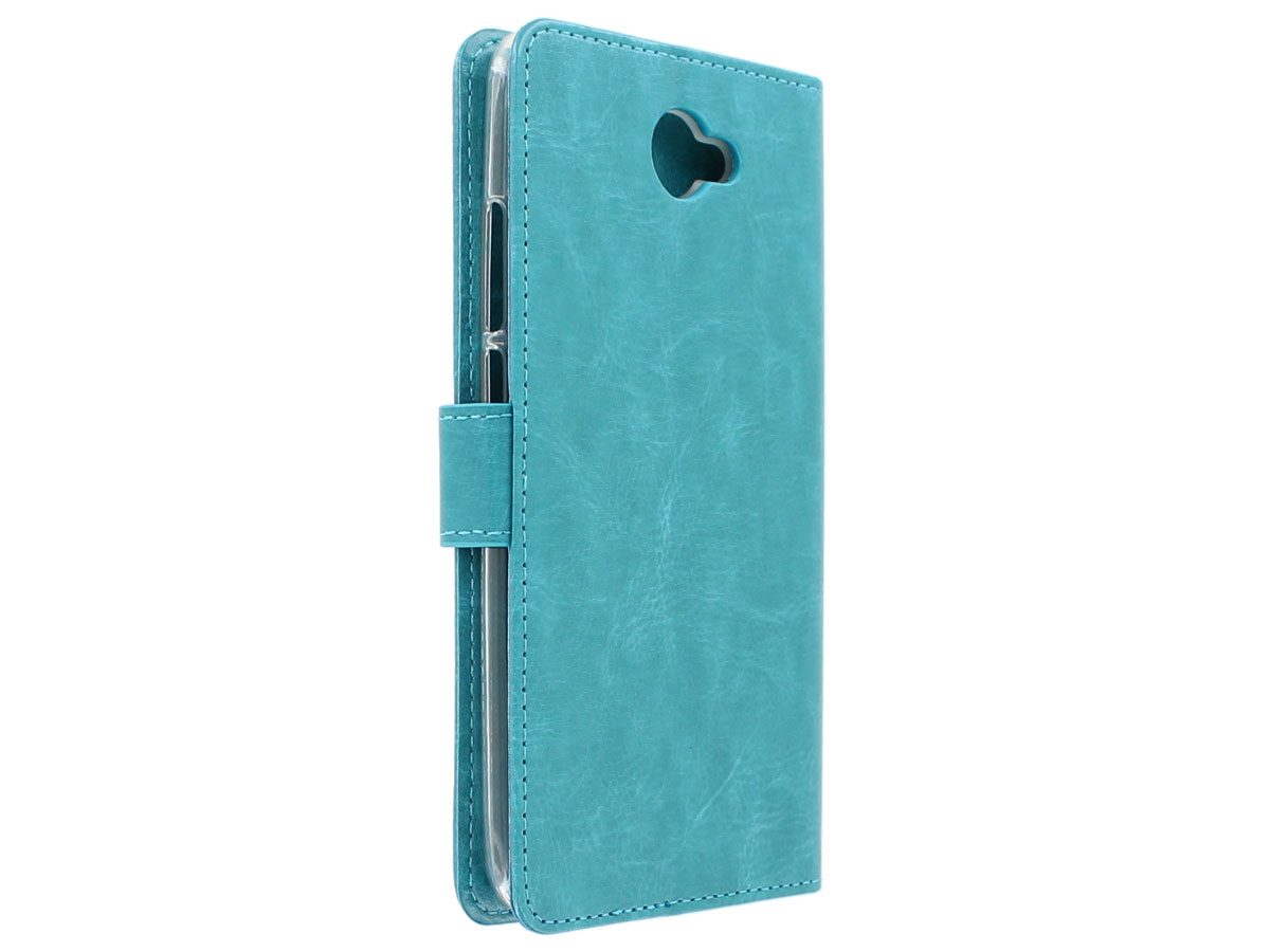 Boekmodel Wallet Bookcase Turquoise - Huawei Y7 hoesje