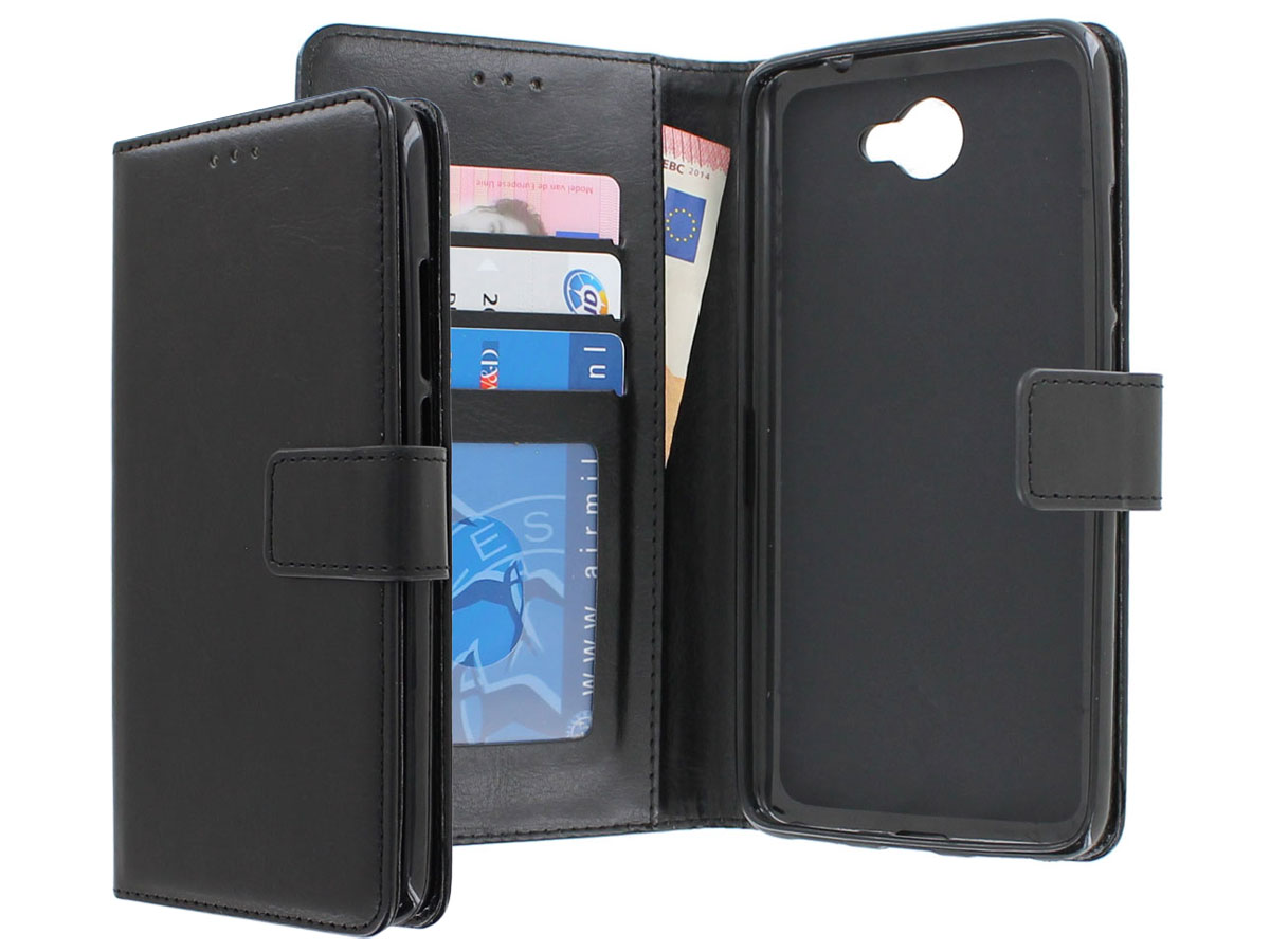 Boekmodel Wallet Bookcase Zwart - Huawei Y7 hoesje