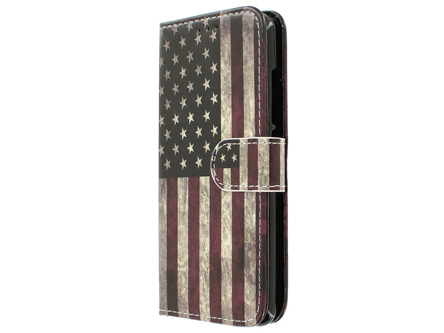 Vintage USA Flag Bookcase - Huawei Nova hoesje