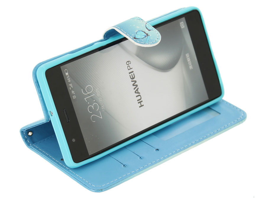 Blue Butterflies Bookcase - Huawei P9 Hoesje