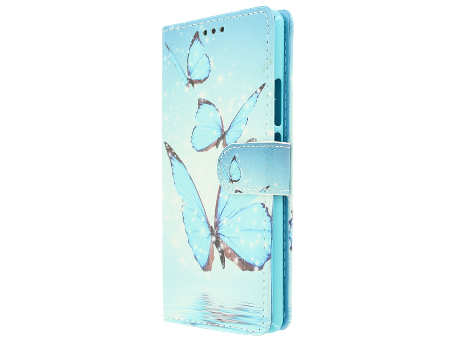 Blue Butterflies Bookcase - Huawei P9 Lite Hoesje