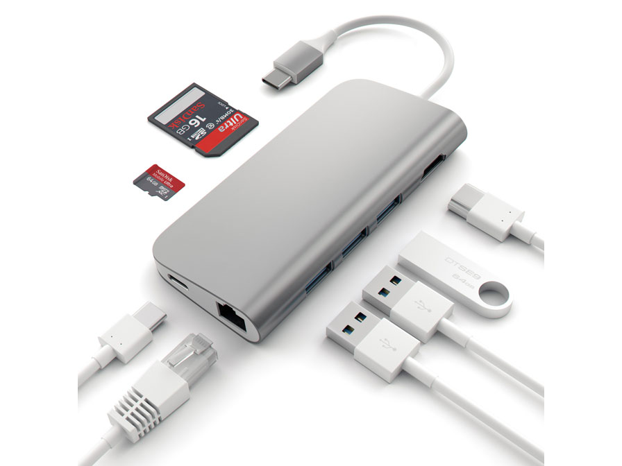 Satechi USB-C Multi-Port Hub met USB HDMI Ethernet SD
