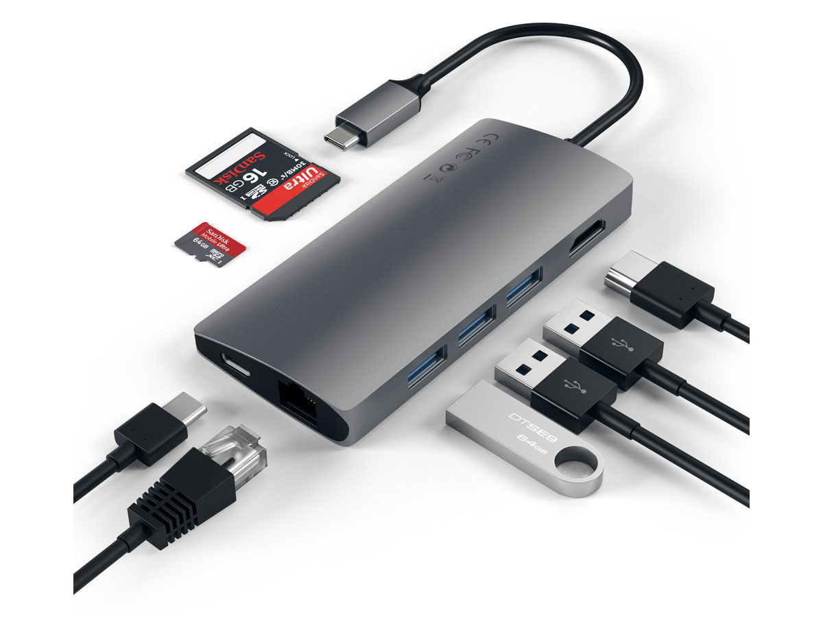 Satechi USB-C Multi-Port Hub V2 - USB HDMI Ethernet SD