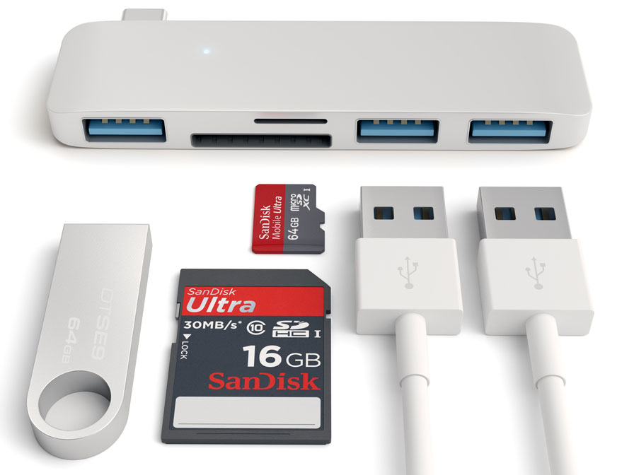 Satechi USB-C 3-in-1 Combo Hub - USB-A en Kaartlezer