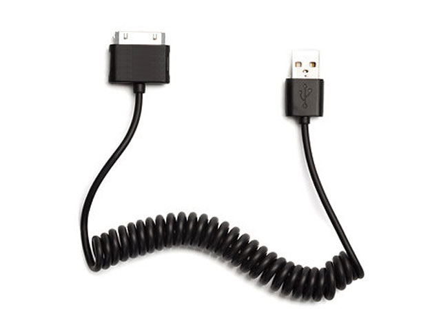 Coiled Dockconnector USB Kabel voor iPod, iPhone en iPad