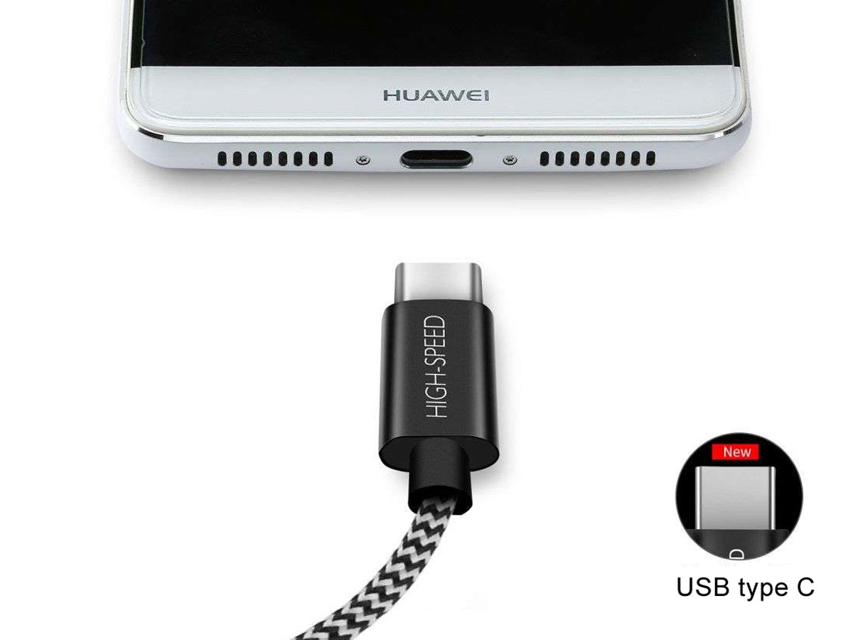 Arabisch Orkaan delicatesse USB naar USB-C Kabel Lang 200cm | Nylon Geweven