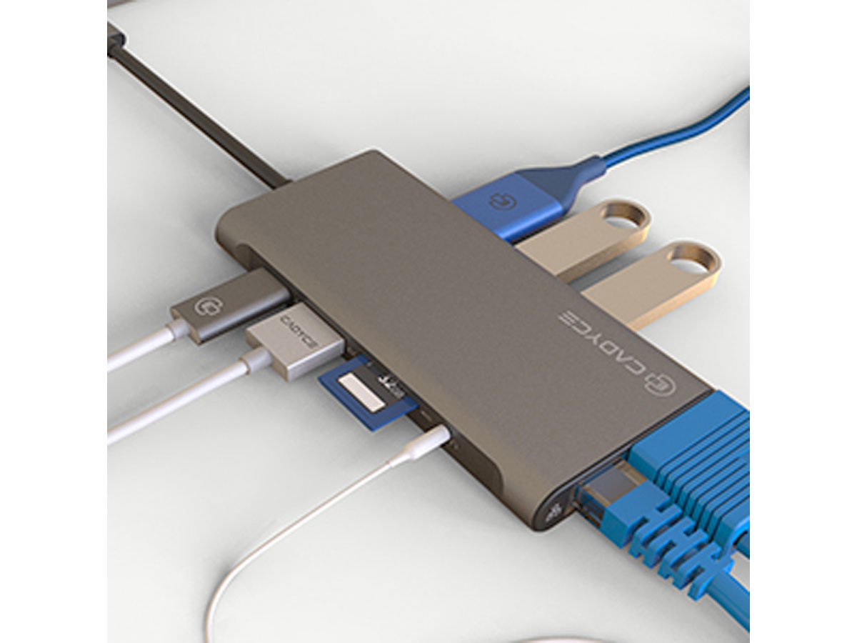 Cadyce USB-C 10-port Hub met USB-A Ethernet HDMI VGA PD AUX