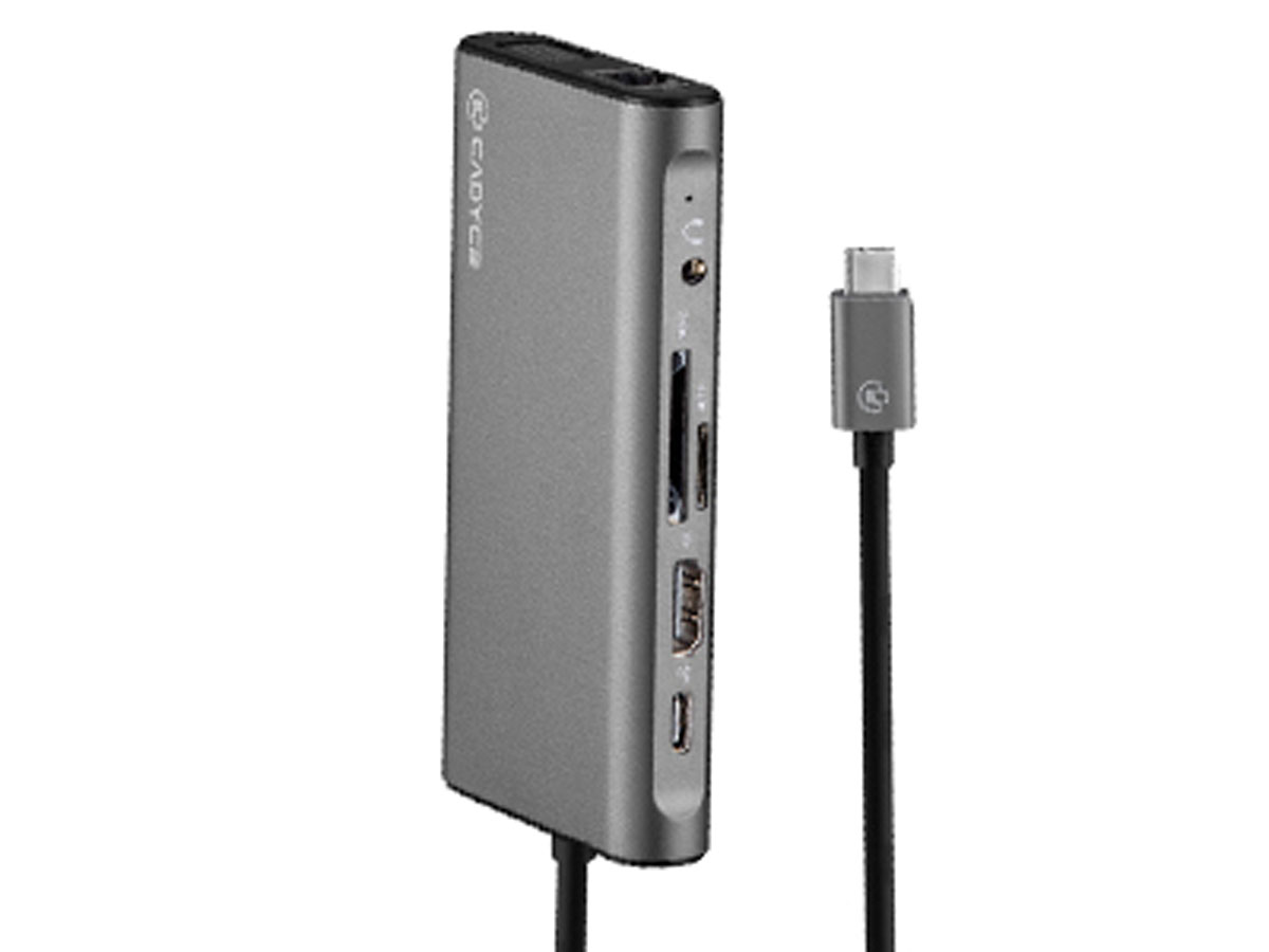 Cadyce USB-C 10-port Hub met USB-A Ethernet HDMI VGA PD AUX