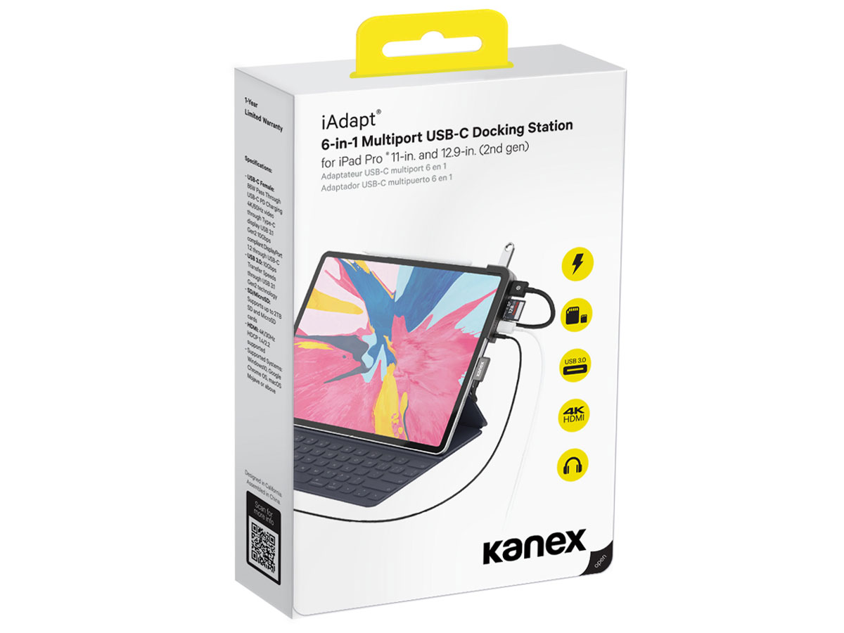 Kanex iAdapt 6-in-1 USB-C Hub voor iPad Pro - Space Grey