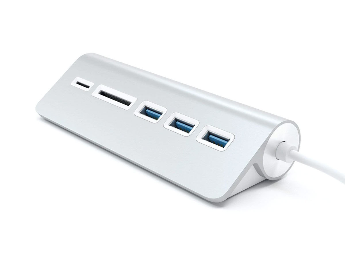 Satechi Aluminium USB-A Hub en Kaartlezer - Zilver